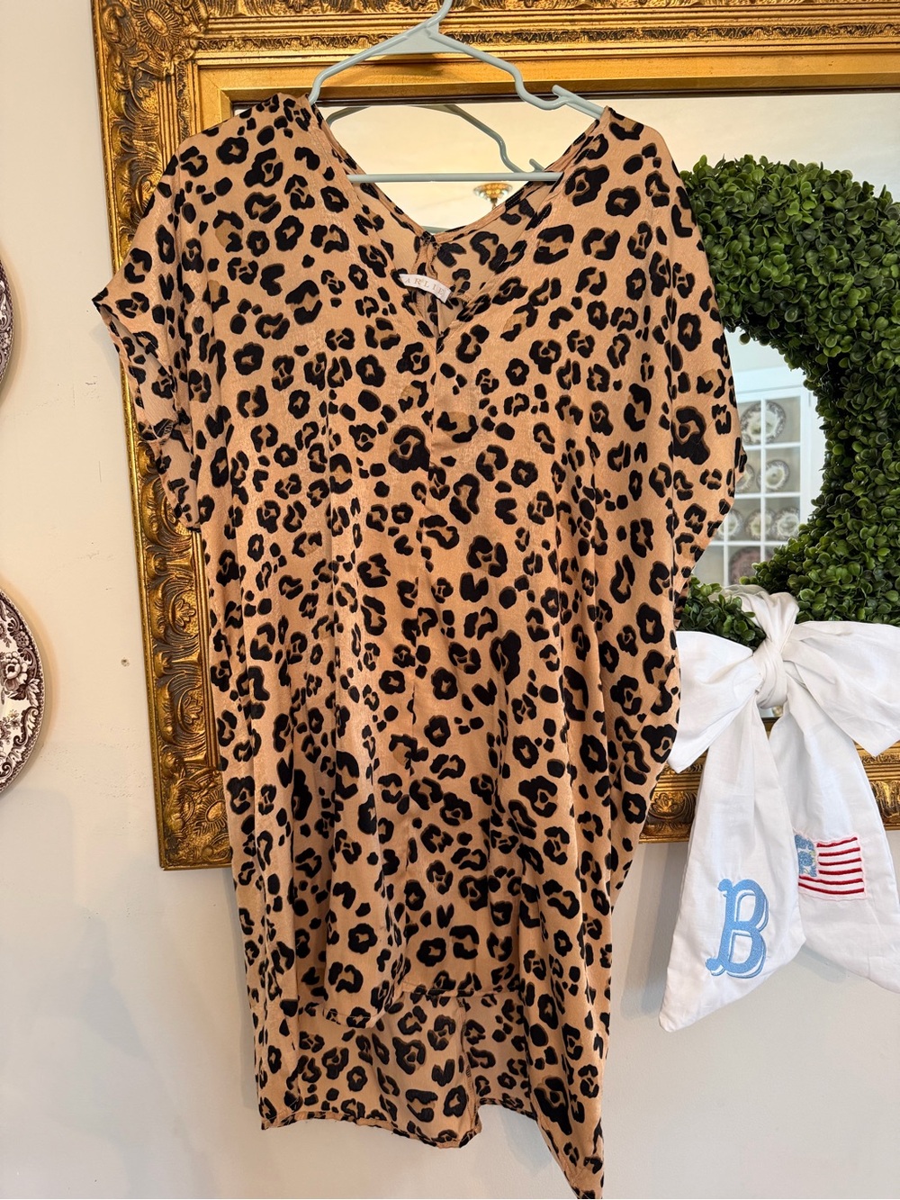 Karlie Leopard-Print Tunic in Tan and Black